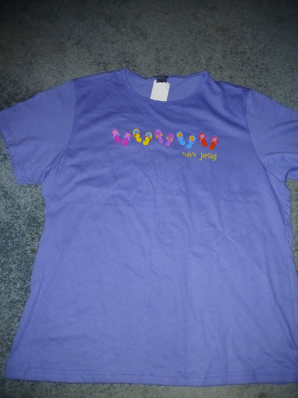 Purple Graphic Tee with Colorful Flip-Flop Print
